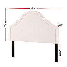 Load image into Gallery viewer, Bed Frame Bed Head Headboard Queen Velvet IRIS Beige