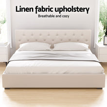 Load image into Gallery viewer, Artiss Bed Frame King Size Gas Lift Beige VILA