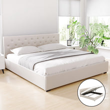 Load image into Gallery viewer, Artiss Bed Frame King Size Gas Lift Beige VILA