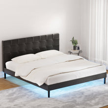 Load image into Gallery viewer, Bed Frame King Size LED Black RAVI