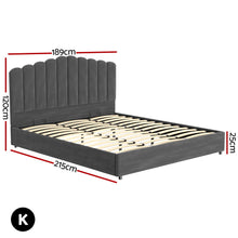 Load image into Gallery viewer, Artiss Bed Frame King Size Velvet Grey FION