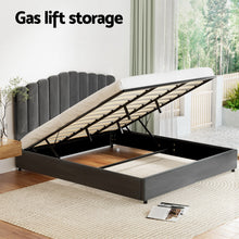 Load image into Gallery viewer, Artiss Bed Frame King Size Velvet Grey FION