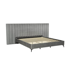 Load image into Gallery viewer, Artiss Bed Frame King Size Bed Base w Oversized Headboard Velvet Fabric Grey