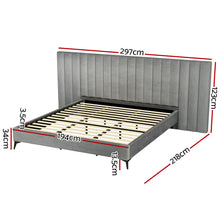 Load image into Gallery viewer, Bed Frame King Size Bed Base w Oversized Headboard Velvet Fabric Grey