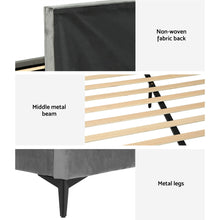 Load image into Gallery viewer, Bed Frame King Size Bed Base w Oversized Headboard Velvet Fabric Grey
