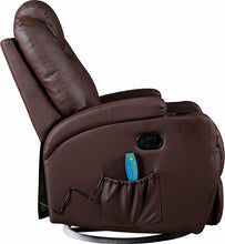 Load image into Gallery viewer, Brown Massage Sofa Chair Recliner 360 Degree Swivel PU Leather Lounge 8 Point Heated