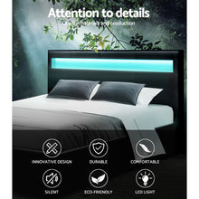 Load image into Gallery viewer, Artiss LED Bed Frame Queen Size Gas Lift Base With Storage Black Leather