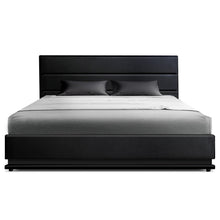Load image into Gallery viewer, Artiss RGB LED Bed Frame King Size Gas Lift Base Storage Black Leather LUMI