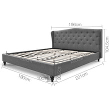 Load image into Gallery viewer, Artiss King Size Wooden Upholstered Bed Frame Headborad - Grey