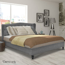 Load image into Gallery viewer, Artiss King Size Wooden Upholstered Bed Frame Headborad - Grey
