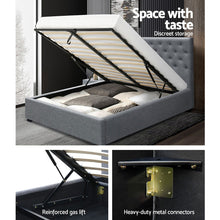 Load image into Gallery viewer, Artiss Double Full Size Gas Lift Bed Frame Base With Storage Mattress Grey Fabric VILA