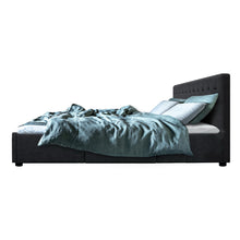 Load image into Gallery viewer, Artiss Avio Bed Frame Fabric Storage Drawers - Charcoal King