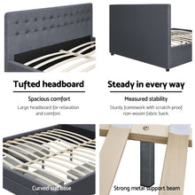 Load image into Gallery viewer, KING Bed Frame with 4 Storage Drawers AVIO Fabric Headboard Wooden