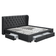 Load image into Gallery viewer, Artiss King Size Bed Frame Base Mattress With Storage Drawer Charcoal Fabric MILA