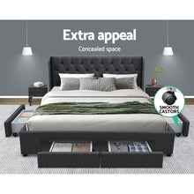 Load image into Gallery viewer, Artiss King Size Bed Frame Base Mattress With Storage Drawer Charcoal Fabric MILA