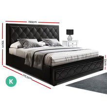 Load image into Gallery viewer, Artiss TIYO King Size Gas Lift Bed Frame Base With Storage Mattress Black Leather