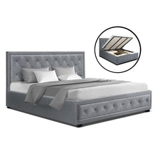 Load image into Gallery viewer, Artiss TIYO King Size Gas Lift Bed Frame Base With Storage Mattress Grey Fabric