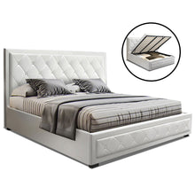 Load image into Gallery viewer, Artiss TIYO King Size Gas Lift Bed Frame Base With Storage Mattress White Leather