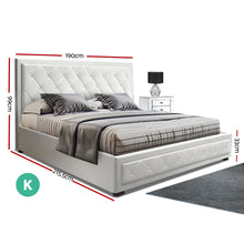 Load image into Gallery viewer, Artiss TIYO King Size Gas Lift Bed Frame Base With Storage Mattress White Leather