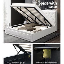 Load image into Gallery viewer, Artiss TIYO King Size Gas Lift Bed Frame Base With Storage Mattress White Leather