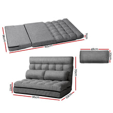 Load image into Gallery viewer, Artiss Lounge Sofa Bed 2-seater Floor Folding Fabric Grey