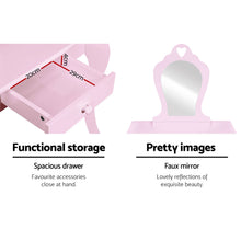 Load image into Gallery viewer, Keezi Kids Vanity Dressing Table Stool Set Mirror Drawer Children Makeup Pink