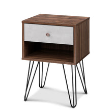 Load image into Gallery viewer, Artiss Bedside Table with Drawer - Grey & Walnut