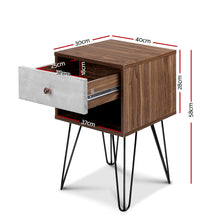 Load image into Gallery viewer, Artiss Bedside Table with Drawer - Grey & Walnut