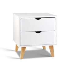 Load image into Gallery viewer, Artiss 2 Drawer Wooden Bedside Tables - White