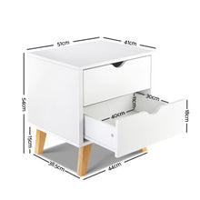 Load image into Gallery viewer, Artiss 2 Drawer Wooden Bedside Tables - White