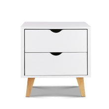 Load image into Gallery viewer, Artiss 2 Drawer Wooden Bedside Tables - White