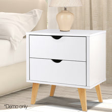 Load image into Gallery viewer, Artiss 2 Drawer Wooden Bedside Tables - White