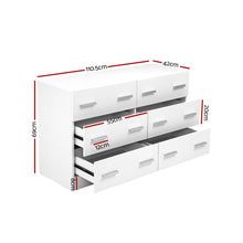 Load image into Gallery viewer, Artiss 6 Chest of Drawers Cabinet Dresser Tallboy Lowboy Storage Bedroom White