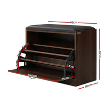 Load image into Gallery viewer, Artiss Shoe Cabinet Bench Shoes Storage Rack Organiser Drawer 15 Pairs Walnut