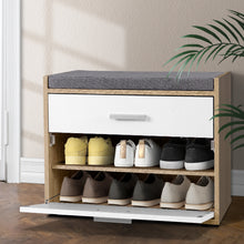 Load image into Gallery viewer, Artiss Shoe Cabinet Bench Shoes Storage Organiser Rack Fabric Seat Wooden Cupboard Up to 8 pairs