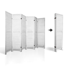 Load image into Gallery viewer, Artiss 6 Panel Room Divider Privacy Screen Foldable Wood Stand White