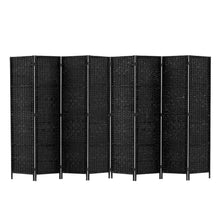 Load image into Gallery viewer, Artiss Room Divider 8 Panel Dividers Privacy Screen Rattan Wooden Stand Black