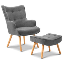 Load image into Gallery viewer, Artiss Armchair and Ottoman - Grey