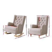 Load image into Gallery viewer, Artiss Rocking Armchair Feedining Chair Fabric Armchairs Lounge Recliner Beige