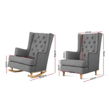 Load image into Gallery viewer, Artiss Rocking Armchair Feeding Chair Linen Fabric Armchairs Lounge Retro Grey