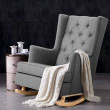 Load image into Gallery viewer, Artiss Rocking Armchair Feeding Chair Linen Fabric Armchairs Lounge Retro Grey