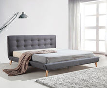 Load image into Gallery viewer, King Linen Fabric Deluxe Bed Frame Grey