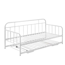 Load image into Gallery viewer, Metal Daybed Pop Up Trundle Sofa Bed Frame Single Size White