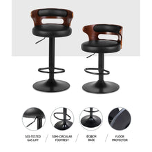 Load image into Gallery viewer, 2x Bar Stools Gas Lift Faux Leather Furniture Kings Warehouse 