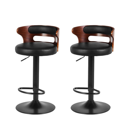 2x Bar Stools Gas Lift Faux Leather Furniture Kings Warehouse 