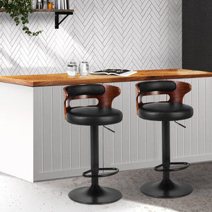 2x Bar Stools Gas Lift Faux Leather Furniture Kings Warehouse 