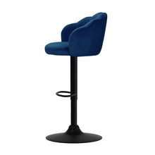 Load image into Gallery viewer, 2x Bar Stools Gas Lift Velvet Blue Furniture Kings Warehouse 