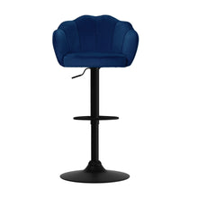 Load image into Gallery viewer, 2x Bar Stools Gas Lift Velvet Blue Furniture Kings Warehouse 