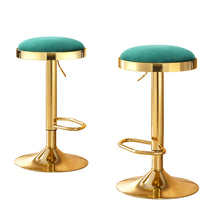 Load image into Gallery viewer, 2x Artiss Bar Stools Kitchen Dining Chairs Velvet Padded Stool Green
