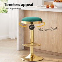 Load image into Gallery viewer, 2x Artiss Bar Stools Kitchen Dining Chairs Velvet Padded Stool Green